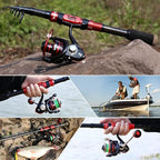 Fishing Rod and Reel Combo Set with Telescopic Fishing Pole Fishing Accessories and Carrier Bag for Saltwater Freshwater (1.8M/5.91FT Rod with 2000 Reel / Full Kits With Bag)