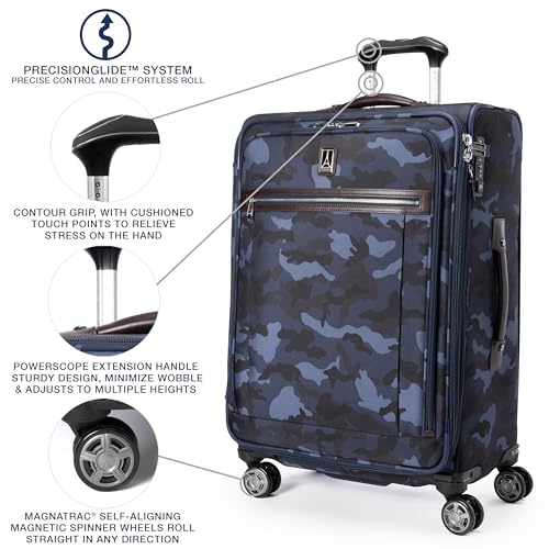 Platinum Elite Checked Luggage Spinner (Checked-Medium 25-Inch / Navy Camouflage)