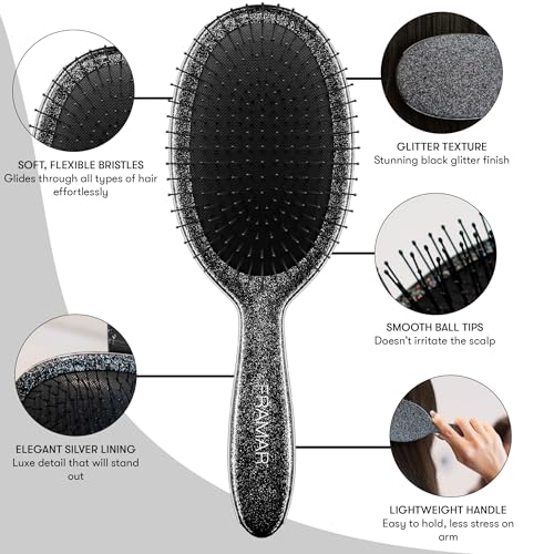 Glitter Hair Brush Detangler (Glitter - Black)