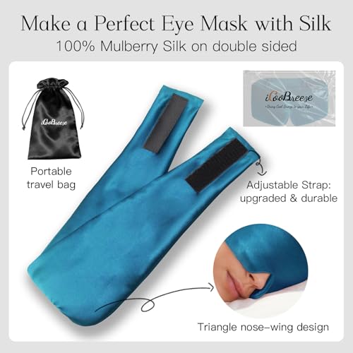 100% Natural Silk Eye Mask for Women Men (Vivid Blue)