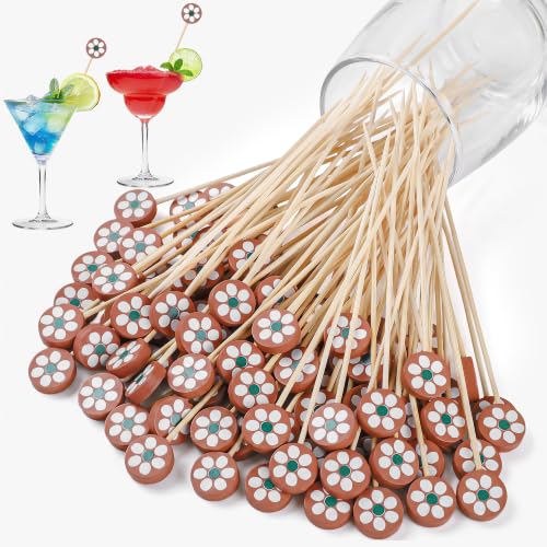 100 Pcs Cielito Lindo Mexican Terracotta Flower Cocktail Picks (Mexican Terracotta Flower)