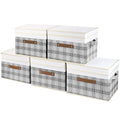 Collapsible Storage Bins with Lids (5 pack / Gray & White)