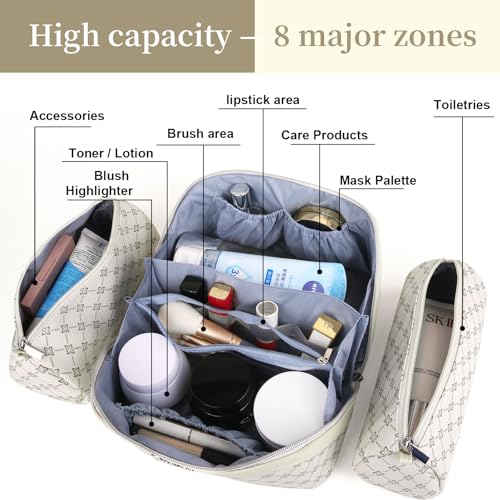 Travel Makeup Bag Cosmetic Bags for Women (A-8-White)