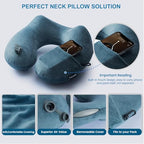 Inflatable Travel Neck Pillow for Airplane & Long Flights (Grey-2 Pack / Medium)