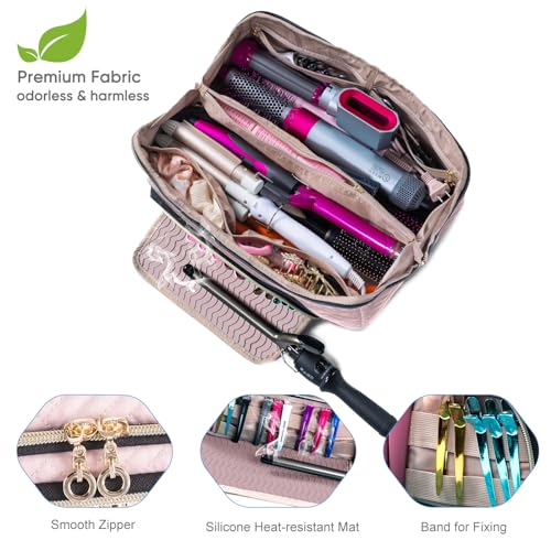 Large Hair Tools Travel Bag with Iron Mat (Style A - Large / Pink)