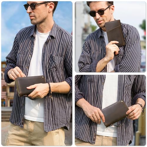 Top Grain Leather Travel Passport Wallet Holder Case for Man & Woman (For 4 Passports-Zipper Style / AirTag Slot-Matte Coffee)