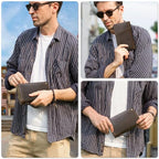 Top Grain Leather Travel Passport Wallet Holder Case for Man & Woman (For 4 Passports-Zipper Style / AirTag Slot-Matte Coffee)