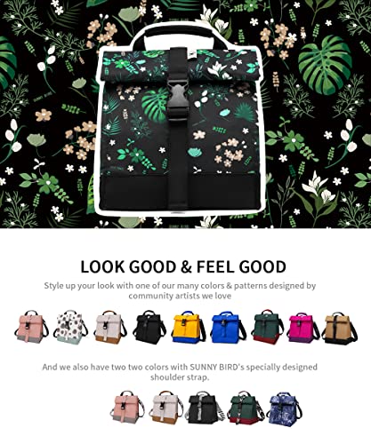 Insulated Lunch Bag Rolltop Lunch Box (Floral & Foliage)
