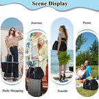 Neoprene Multipurpose Beach Bag Tote with Inner Zipper Pocket (Pure Black / Large)