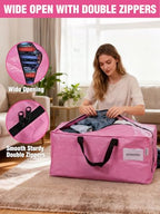 4 Pack Extra Large Moving Bags with Backpack Straps & Handles (Pink / 4 Pack)