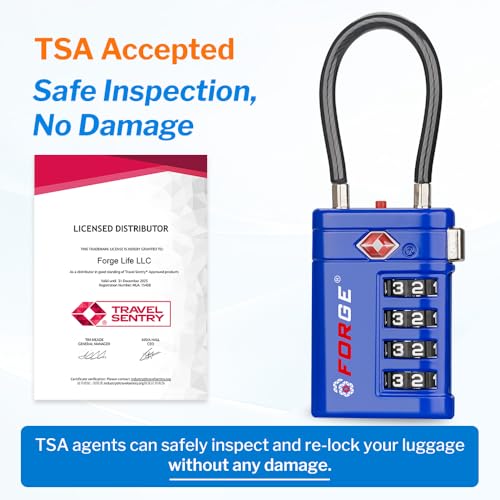 Open Alert TSA Approved Luggage Locks (Blue 4 PK)