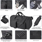 Convertible Duffle Bags for Travel Carry On Suit Duffle Bags with Shoulder Strap 2 in 1 Hanging Garment Duffle Bag for Men Women (Black)