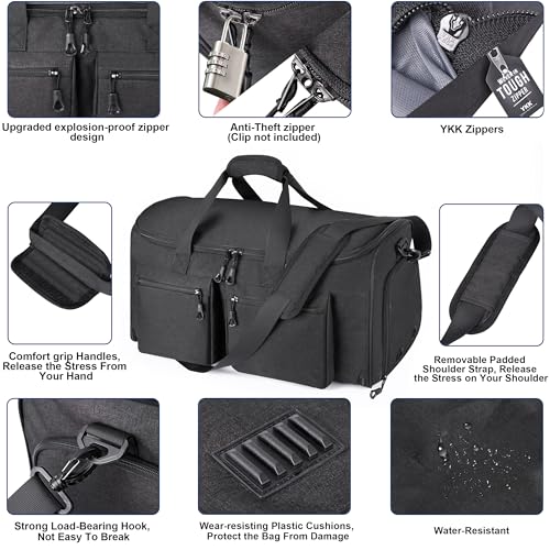 Convertible Duffle Bags for Travel Carry On Suit Duffle Bags with Shoulder Strap 2 in 1 Hanging Garment Duffle Bag for Men Women (Black)
