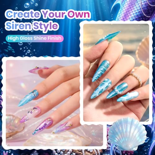 Beetles Glitter Gel Nail Polish Set (A - Blue Green Purple | Siren Scales)