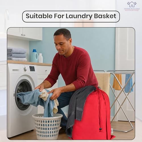 LFH Home Cotton Rich Large Premium Canvas Laundry Bag (18"x26" (Pack of 6) / Red)
