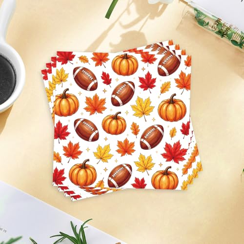 50 PCS Fall Football Pumpkin Cocktail Napkins (Football Pumpkin)