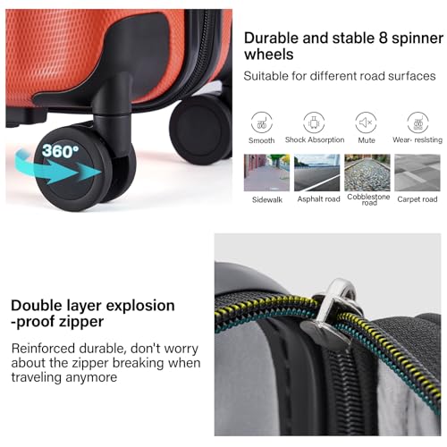 Expandable Hard Shell Luggage Sets (3 Pc Set EXT (20/24/29) / Orange)