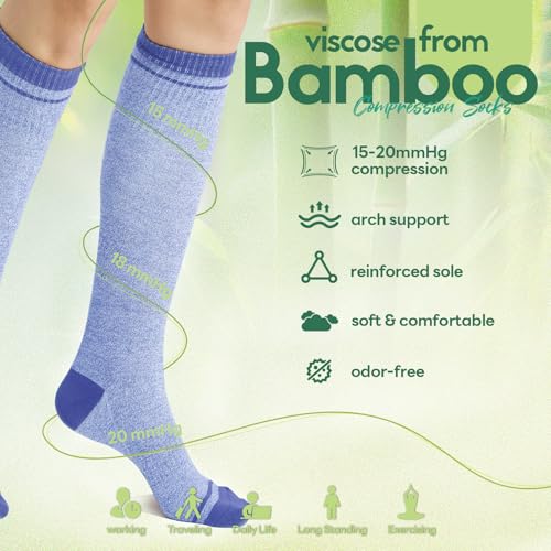 Mens Compression Socks for Men Women (Small-Medium / I7-3pairs (Purple&lavender&turquoise))