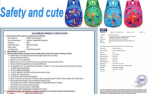 Toddler Mini Dinosaur Backpack with Child Leash (Sky Blue)