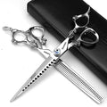Purple Professional Hairdressing Scissors Hairdresser Hairstylist Cutting Hair & Thinning Hairdressing Scissor (7-inch 2pc-b)