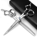 Purple Professional Hairdressing Scissors Hairdresser Hairstylist Cutting Hair & Thinning Hairdressing Scissor (7-inch 2pc-b)
