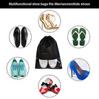 8PCS Travel Shoe Bags with Rope for Men and Women Large Shoes Pouch Organizers (Black)