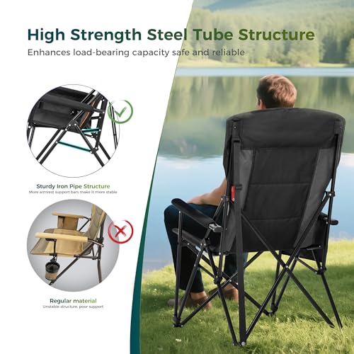 Oversized Camping Chair for Adult Lawn Chair for Outdoor Camping (Black)