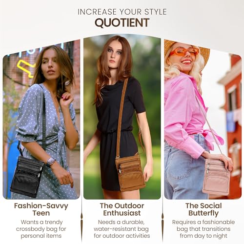 leather Crossbody Purses for Women (Plus / Red)
