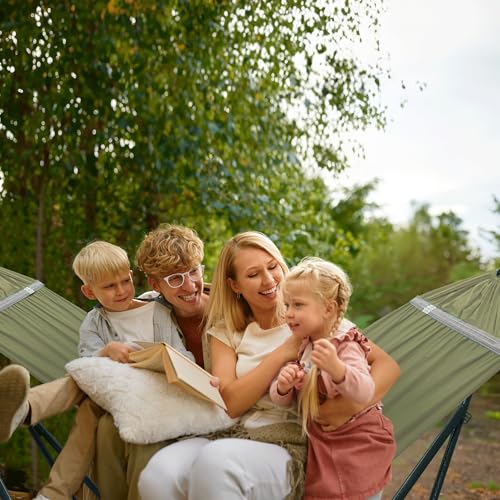 Sturdy Steel Hammock Stand Premium Cotton Canvas Hammock (3. Sage)