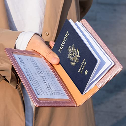 Passport Holder for Travel Women Men (A-Rose gold / Classic(slim))