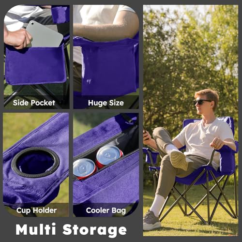 Oversized Folding Camping Chair for Adults (Deep Purple / Single Pack)