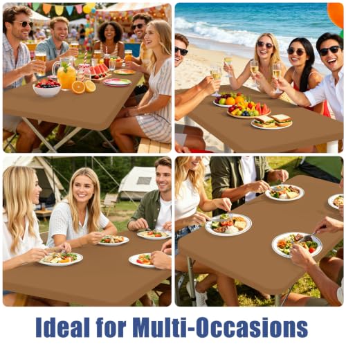 2 Pack Rectangle Spandex Fitted Table Cloth (Brown / 60" x 30" (Rectangular))