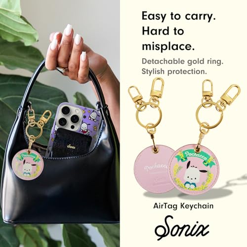 x Sanrio Keychain Case Compatible with Apple AirTag (Floral Pochacco)