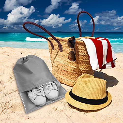 8PCS Travel Shoe Bags with Rope for Men and Women Large Shoes Pouch Organizers (Gray)