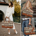 Weekender Bag for Women 21.5" Travel Duffel Large Carry On Bag 3PCS (Large / 8b-Brown)