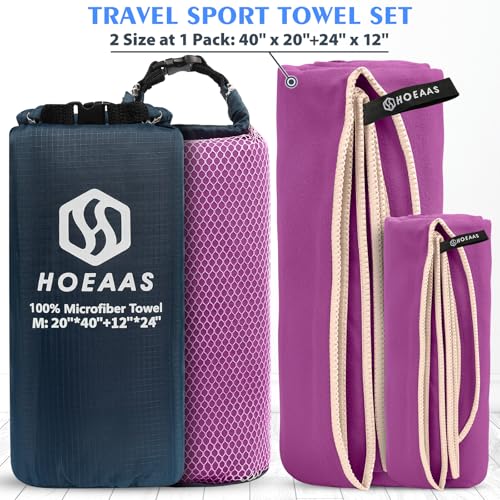 Microfiber Camping Towels (Purple / M: 40" x 20"+24" x 12")