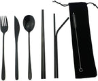 7 Pcs Portable Flatware Set, 304 Stainless Steel Cutlery Set Travel Utensils by Uniturcky