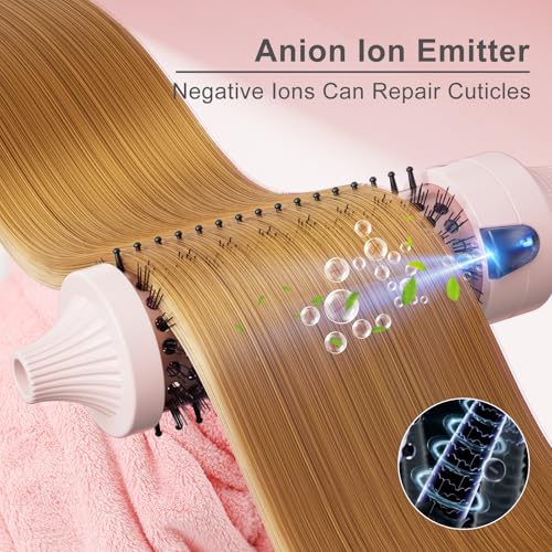 1.5 Inch Ceramic Tourmaline Ionic Curling Brush Volumizer (1.5 Inch / Pink)