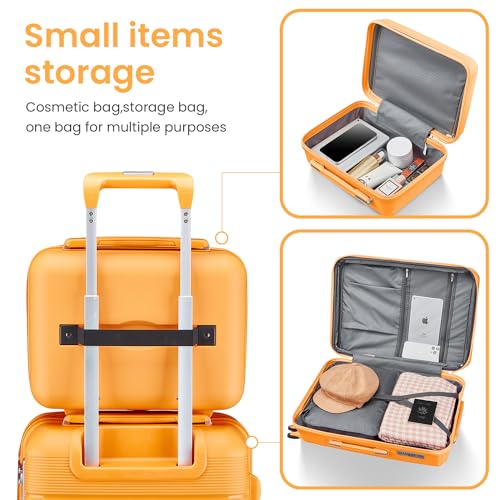 4 Piece Expandable Hardshell Pink Luggage Sets with Spinner Wheels (A#Orange / 4 Piece Set)