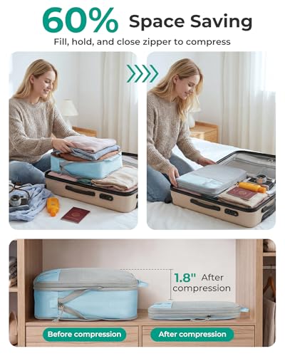 6 Set Compression Packing Cubes for Travel (Starlight Bluen / Set of 6)
