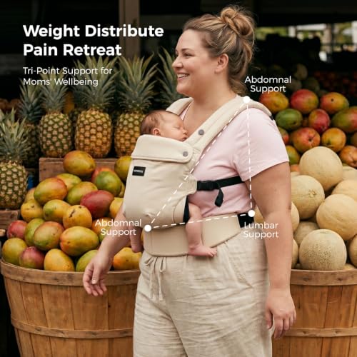 PureHug Baby Carrier (Cotton-Khaki / Extended Fit (45"-69" Waist))