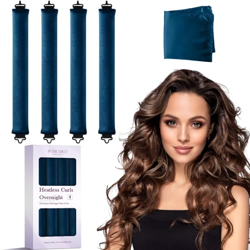 Heatless Curls Overnight Hair Curlers (Navy Blue(Pack of 4))
