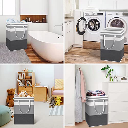 2 Pack Laundry Baskets (75L / Grey+Blue)