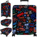 Suitcase Cover Pattern Colorful Luggage Covers Stamp Pattern Polyester Washable Baggage Sleeve Anti Scratch Durable Elastic Suitcase Protector Fits 18 (Stamp)