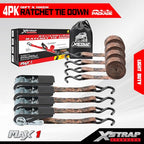 4 Pack Ratchet Tie Down Straps (4PK-1Inch / Camouflage)