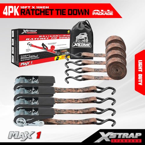 4 Pack Ratchet Tie Down Straps (4PK-1Inch / Camouflage)