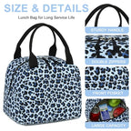 Lunch Bag for Women Men Cute Corduroy Lunch Tote Bags Reusable Insulated Lunch Box Large Capacity Reusable Insulated Cooler for Work Picnic or Travel (Blue Leopard / 10L)