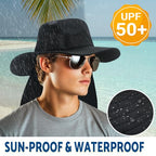 Sun Fishing Hats with Neck Flap for Men Pure Beige (One Size / Pure Beige(with Neck Flap))