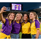Game Day Earrings Football Baseball Earrings for Women Sports Team Heishi Hoop Earring Football Accessories Outfits Cheer Mom Essentials Fall Sports Must Haves Cheer Gifts (Purple Yellow)