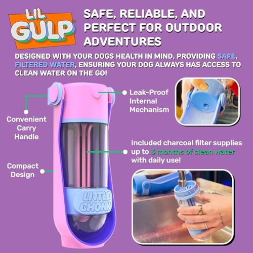 Lil Gulp Dog Water Bottle 15 Fl oz Filtered Portable Travel